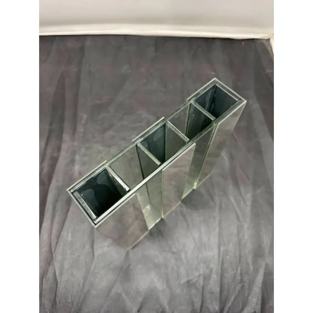 Torre & Tagus Mirrored Glass Geometric 5 Slot Floral Arranger Bud Flower Vase